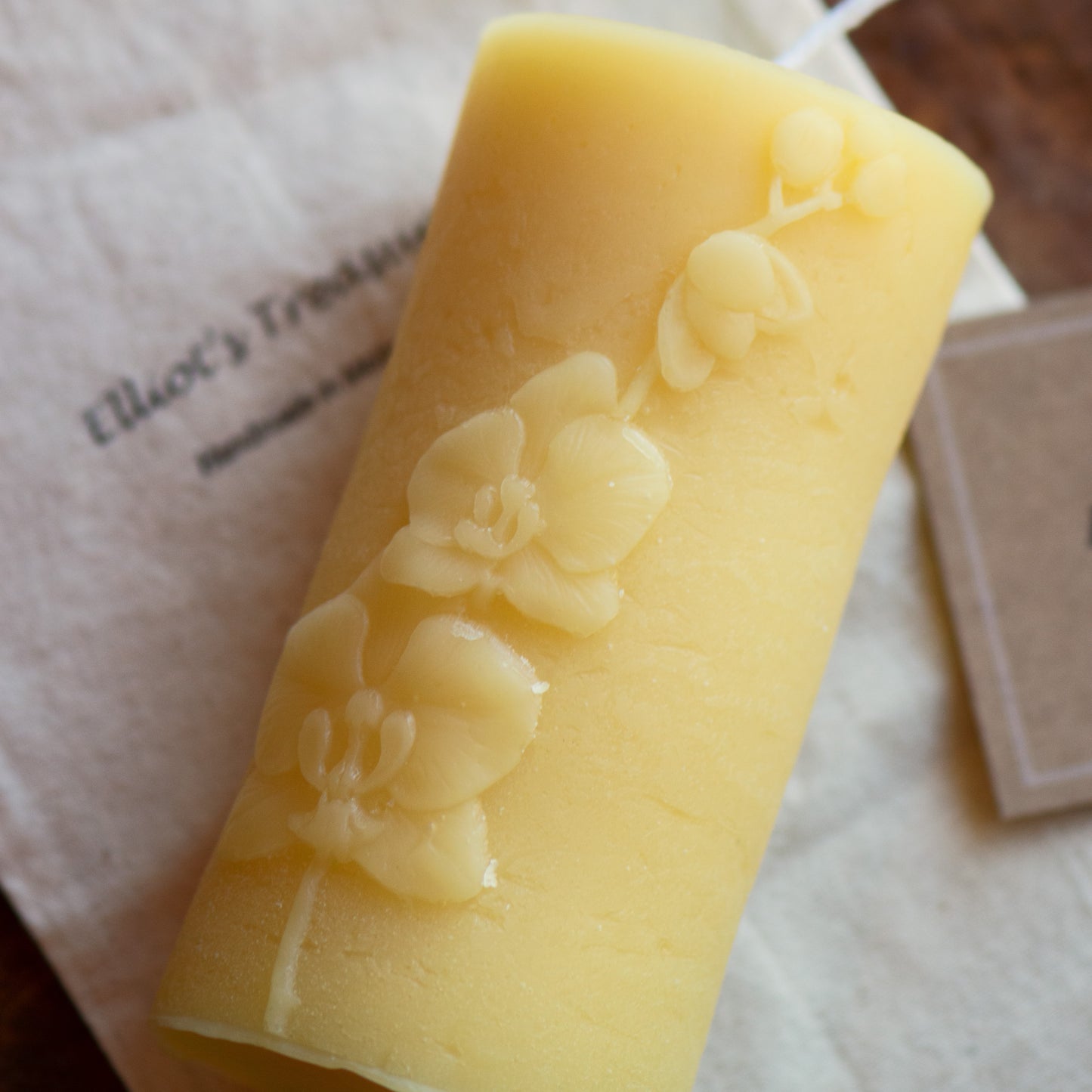 Textured Orchid Beeswax Candle