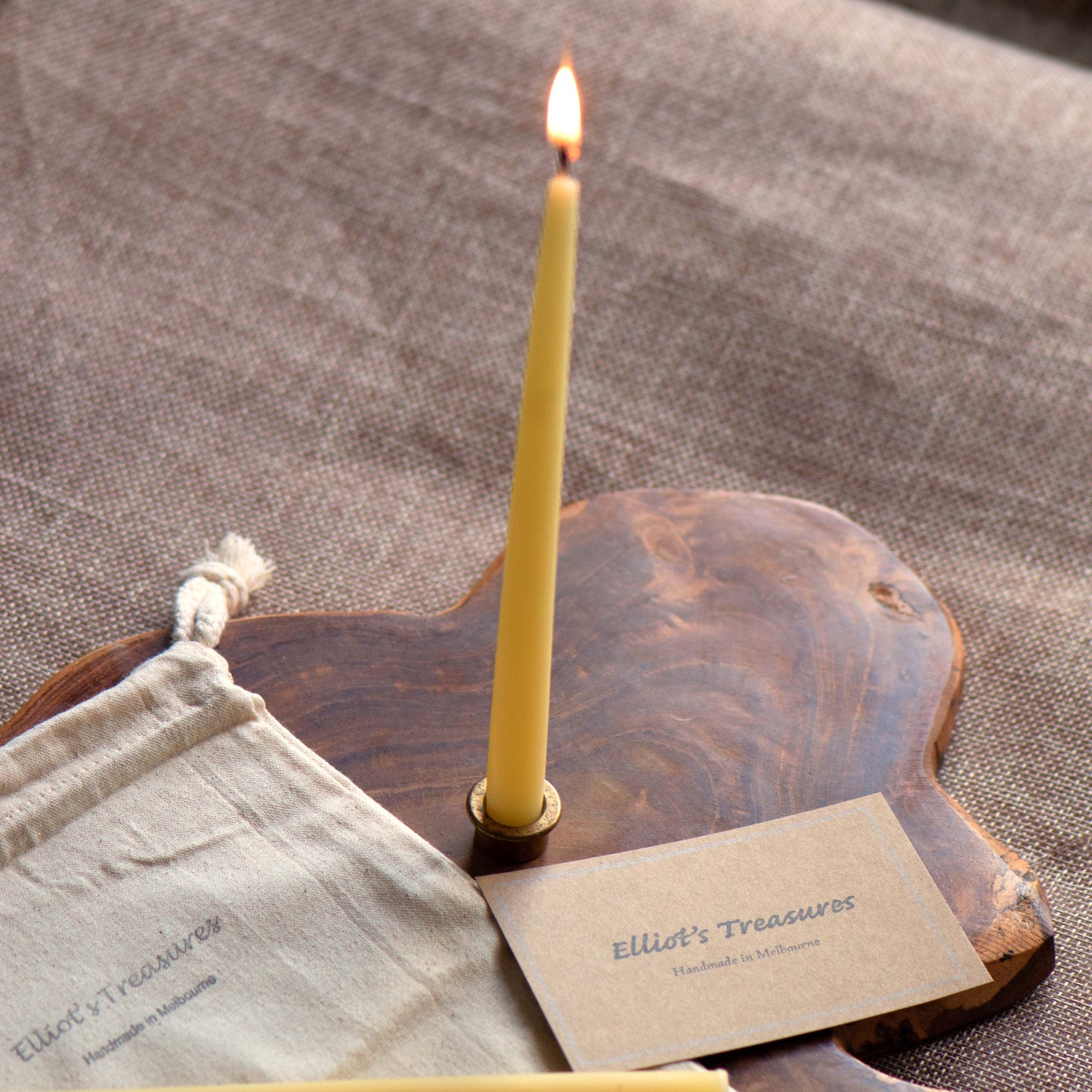 Vintage Beeswax Taper Candles - Set of 6