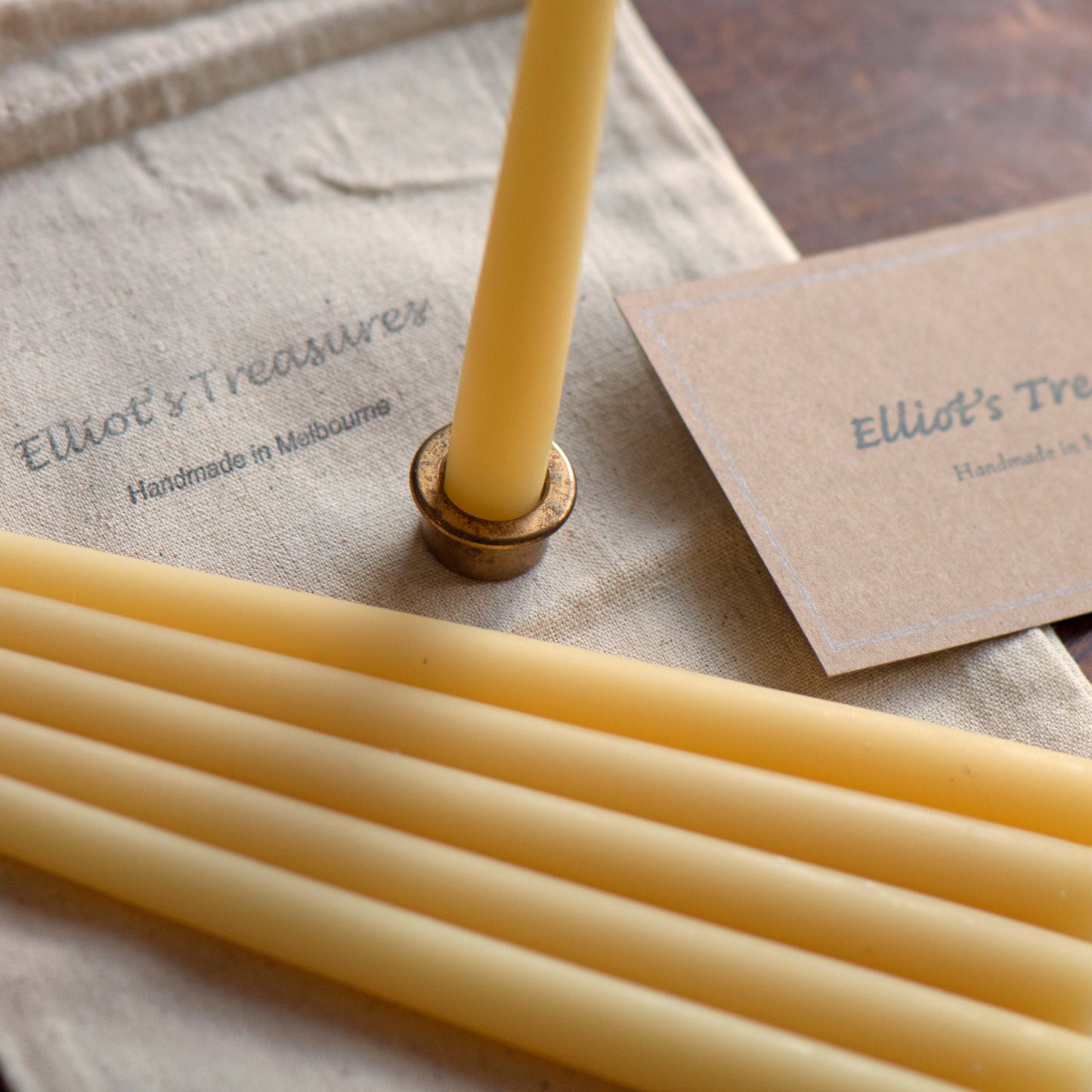 Vintage Beeswax Taper Candles - Set of 6