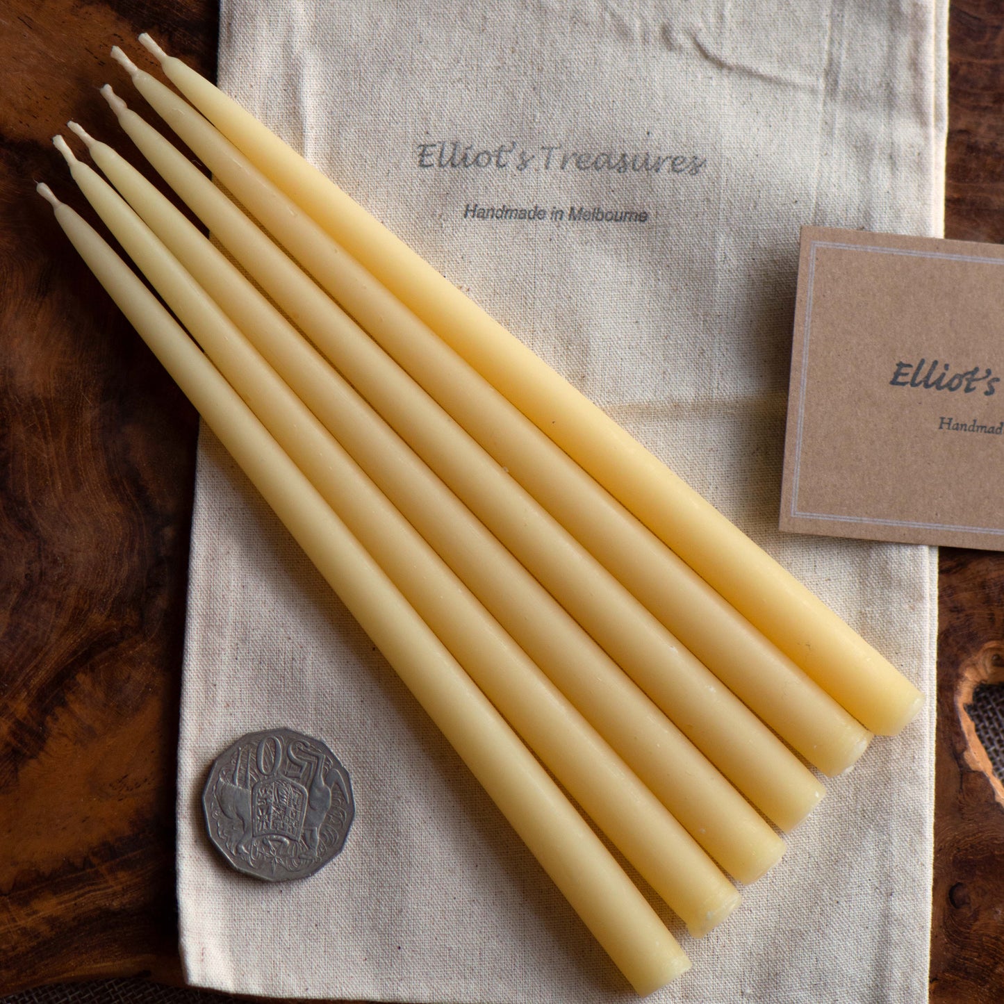 Vintage Beeswax Taper Candles - Set of 6