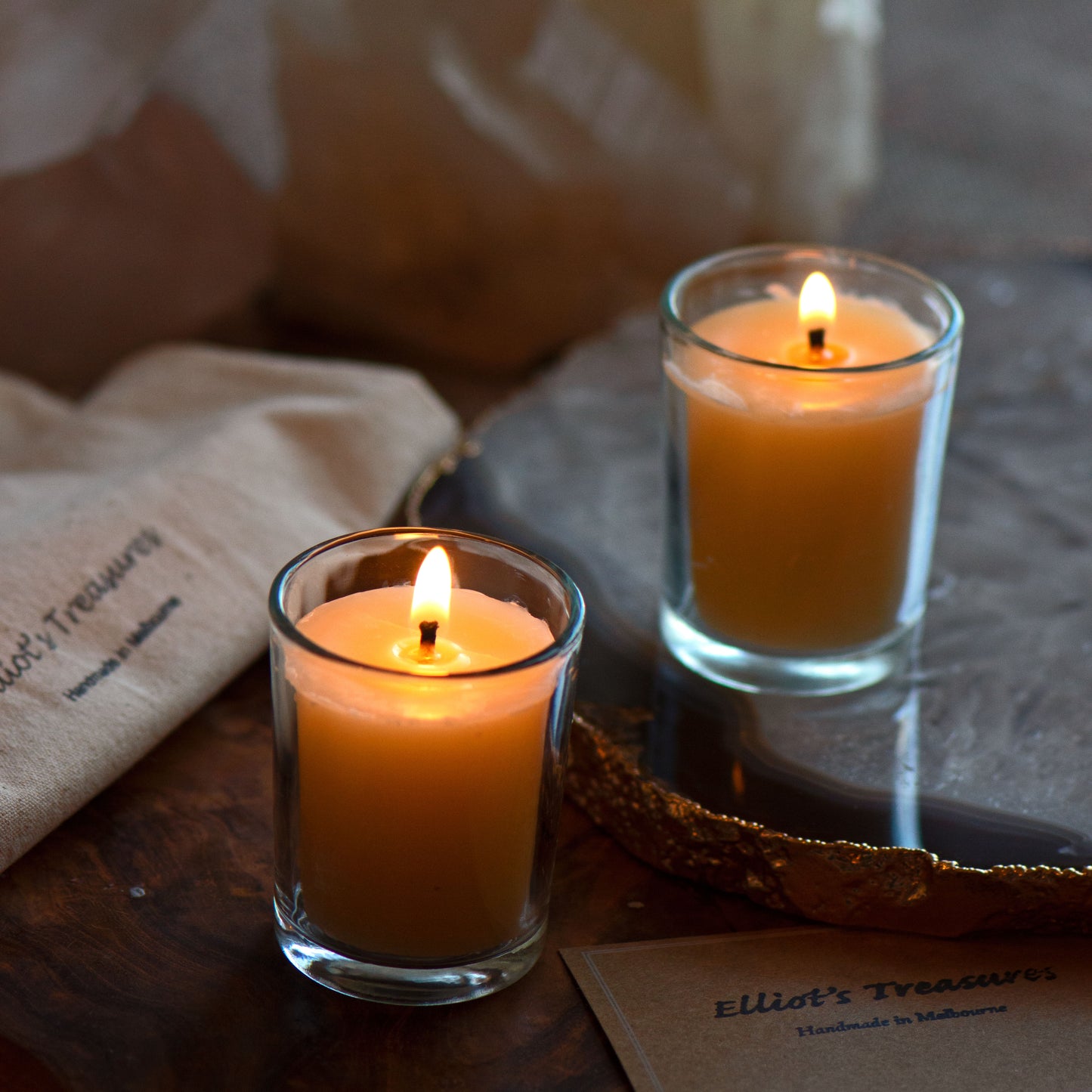 Beeswax Votive Candle with Reusable Glass Holder