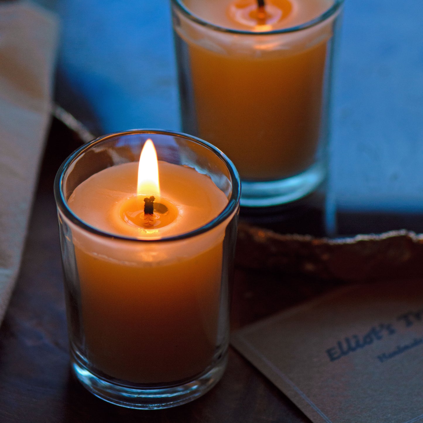 Beeswax Votive Candle with Reusable Glass Holder