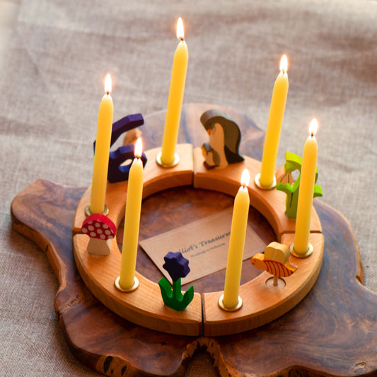 Waldorf/Birthday Celebration Ring Candles - Set of 6