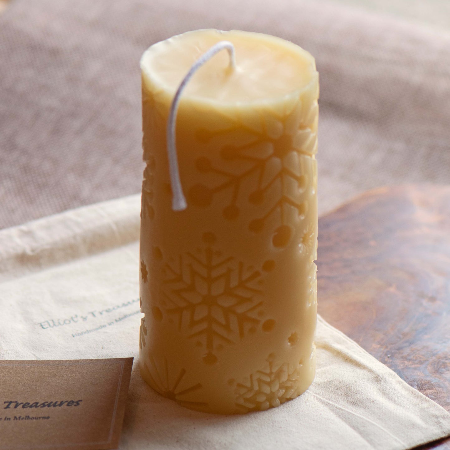 Winter Snowflake Pillar Candle