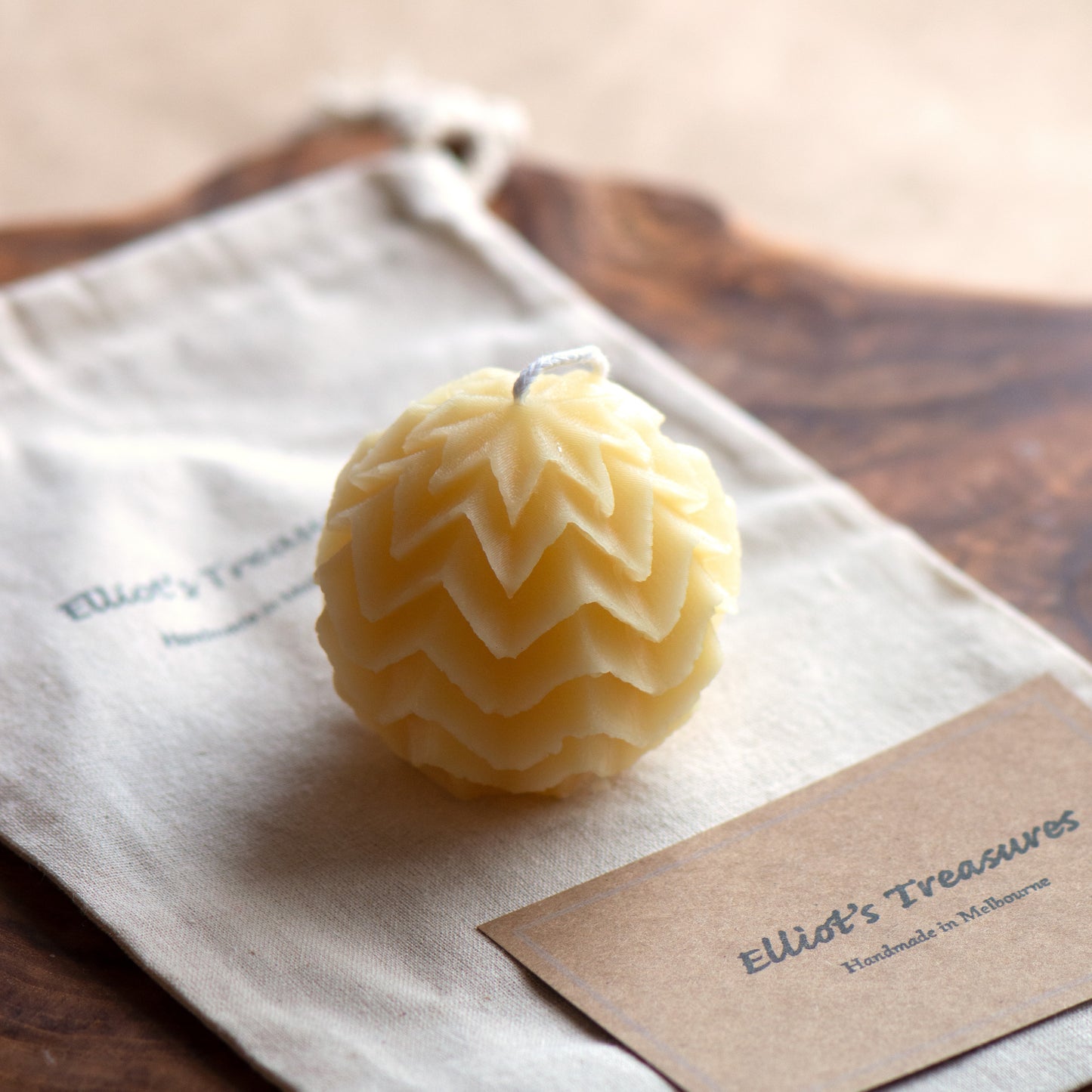 Chevron Sphere Beeswax Candle