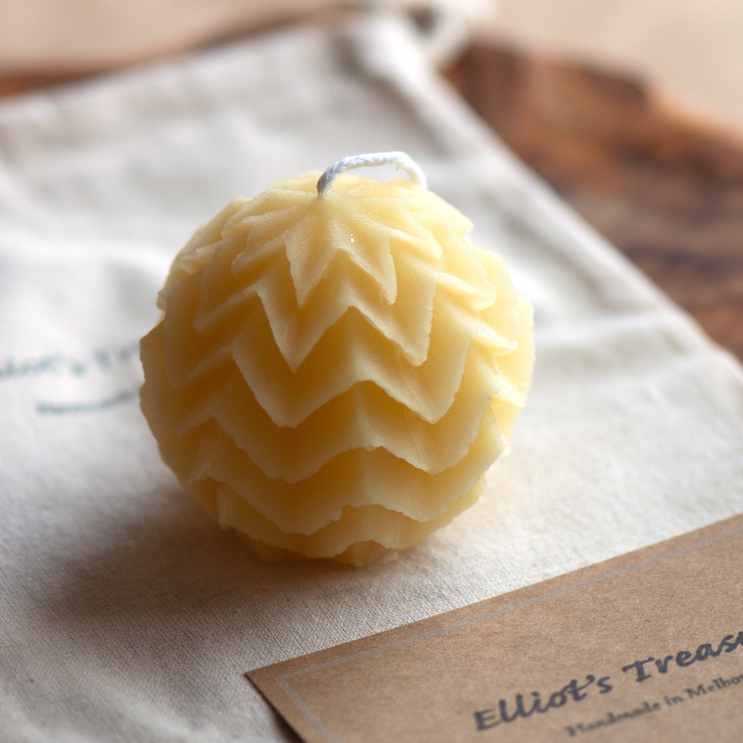 Chevron Sphere Beeswax Candle