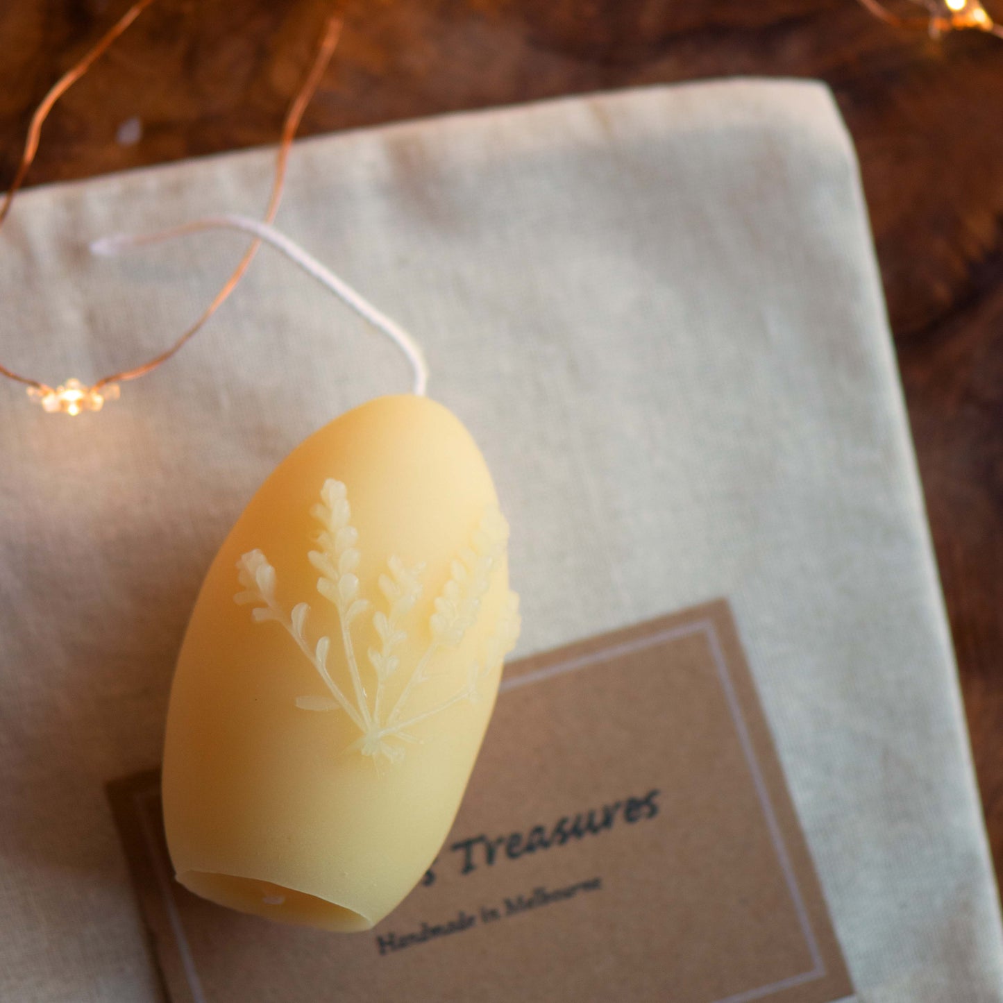 Lavender Egg Beeswax Candle