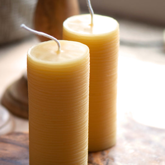 Line Pattern Pillar Beeswax Candle