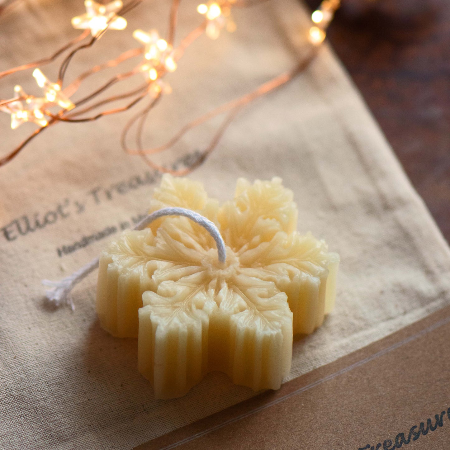 Petite Snowflake Beeswax Candle