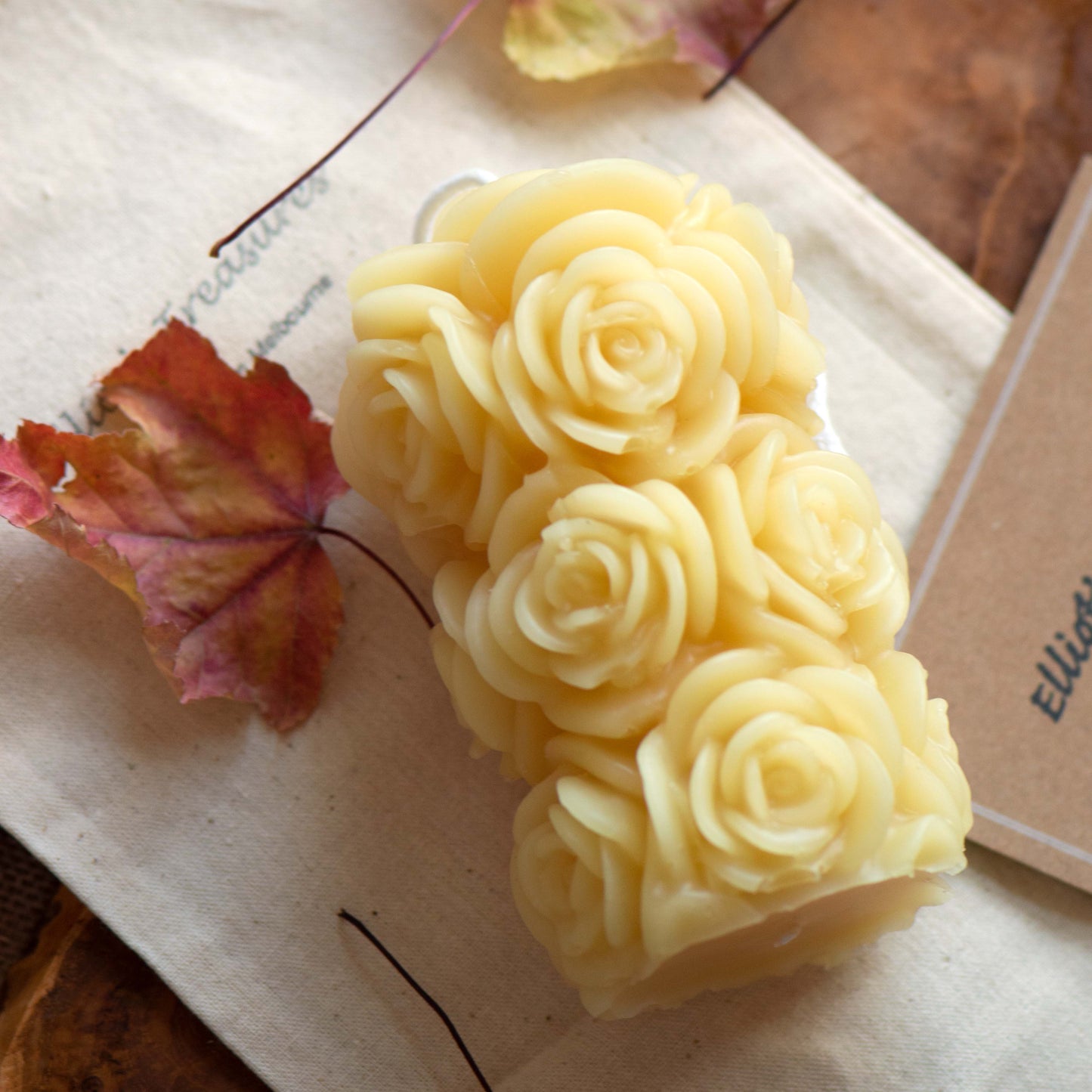 Rose Pillar Beeswax Candle