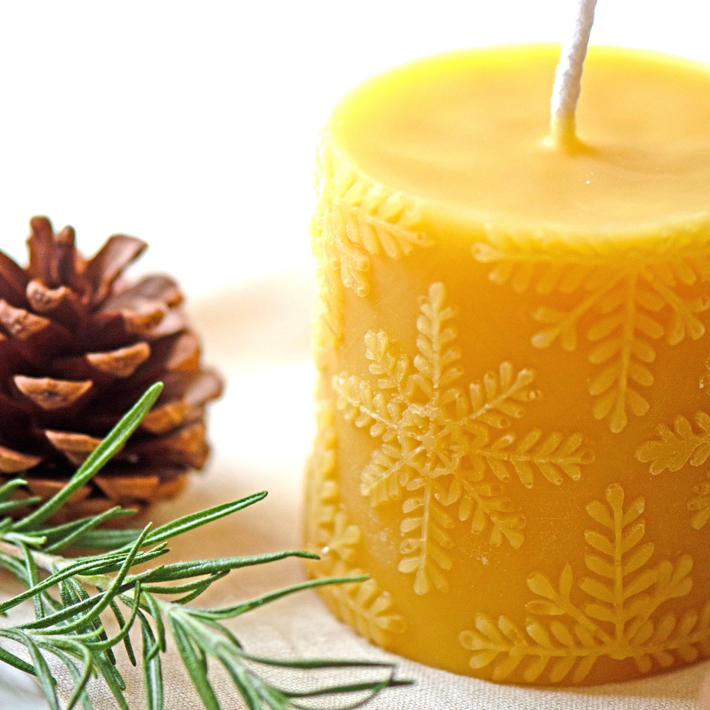 Snowflake Pillar Beeswax Candle