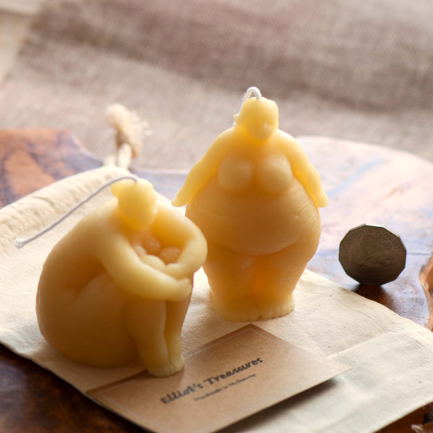 Sitting and Standing Pure Beeswax Candles