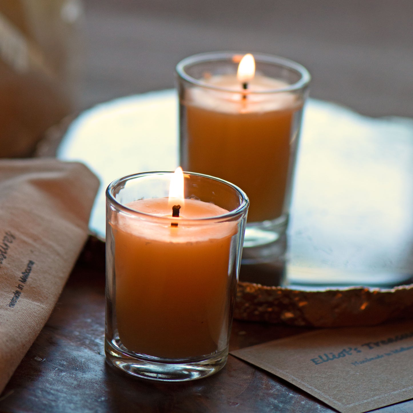 Beeswax Votive Candle with Reusable Glass Holder